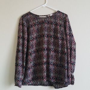 Multi-colored long sleeve blouse